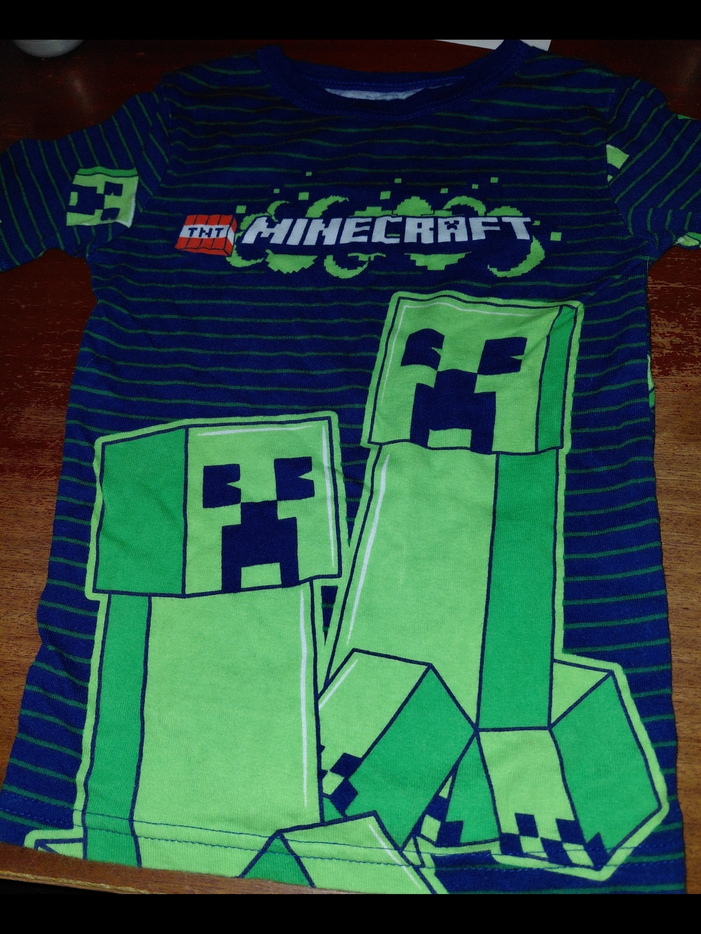 Boys Green & Navy Minecraft Graphic Tee